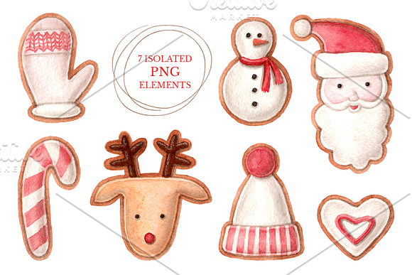 Watercolor Christmas Gingerbreads in Illustrations - product preview 1