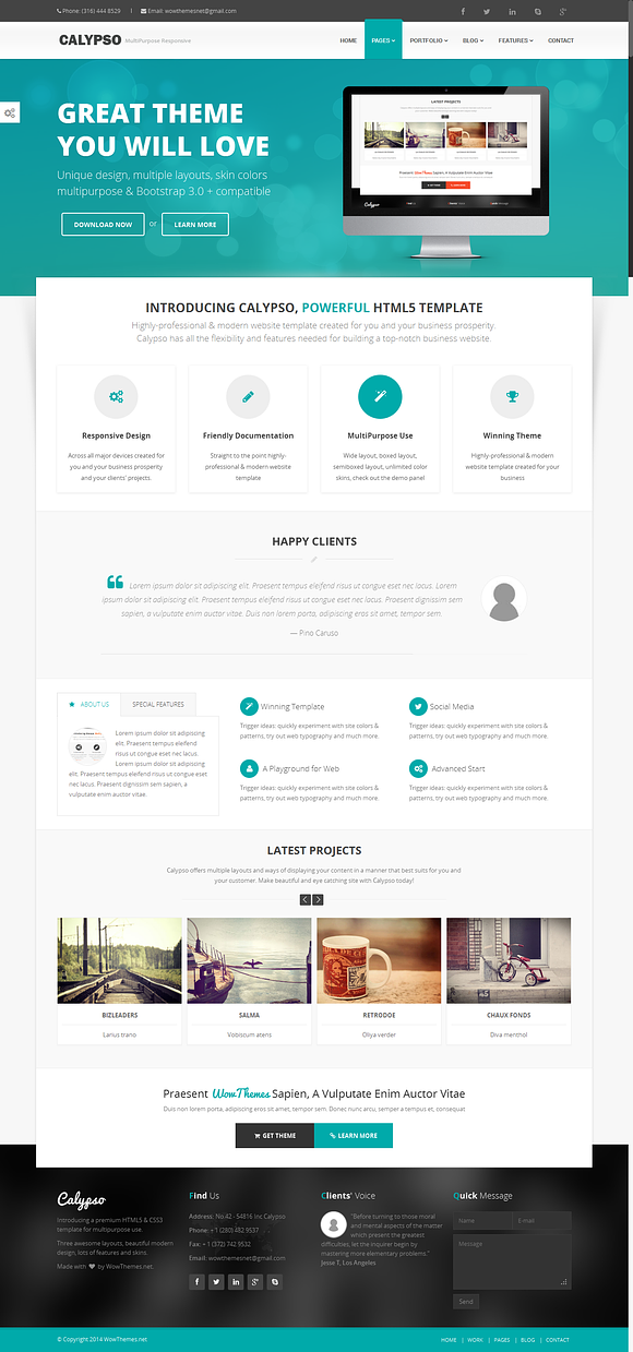 Calypso - MultiPurpose Bootstrap in Bootstrap Themes - product preview 1