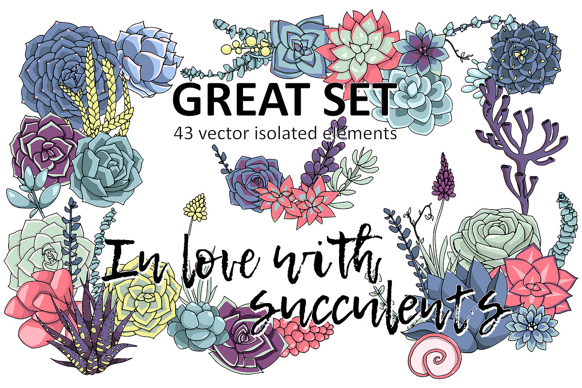Great set of isolated succulents in Objects - product preview 8