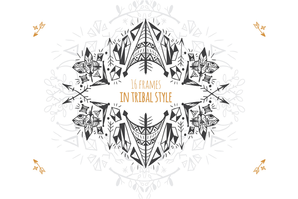16 frames in ethnic style in Illustrations - product preview 8