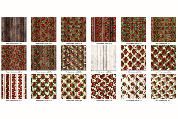Floral Christmas Wood Digital Paper in Patterns - product preview 3