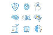 Artificial intelligence color icons