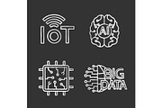Artificial intelligence chalk icons