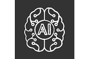 Artificial intelligence chalk icon