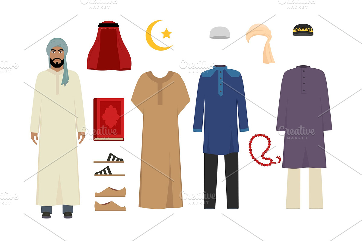 Arabic man clothes. National islamic in Graphics - product preview 8