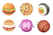 Planets from food. Space set from