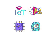 Artificial intelligence color icons