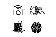 Artificial intelligence glyph icons