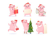 Cute pig. New year 2019 celebration
