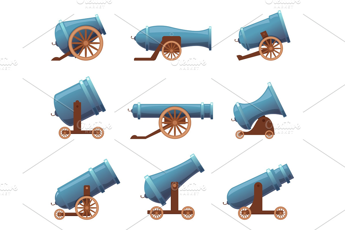 Retro cannon. Vintage military old in Graphics - product preview 8