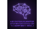 Deep learning AI neon light icon