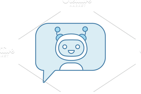 Chatbot in speech bubble color icon