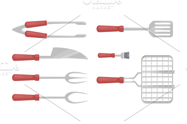 BBQ Cutlery Barbecue Icons Set
