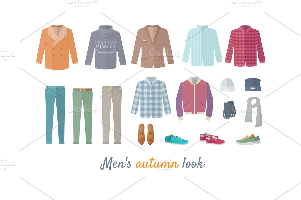 Mens Autumn Look Apparel Set in Illustrations - product preview 8