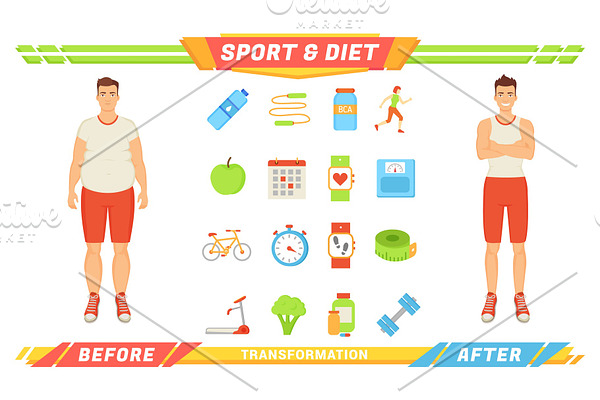 Sport and Diet Transformation Vector