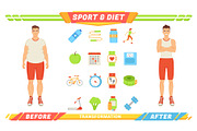 Sport and Diet Transformation Vector