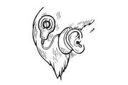 Cochlear implant engraving vector