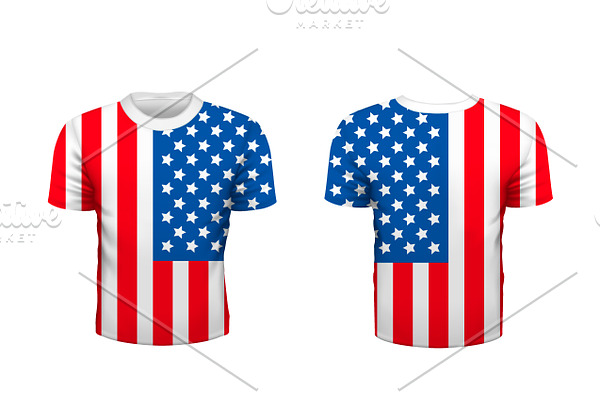 Realistic t-shirt with USA flag