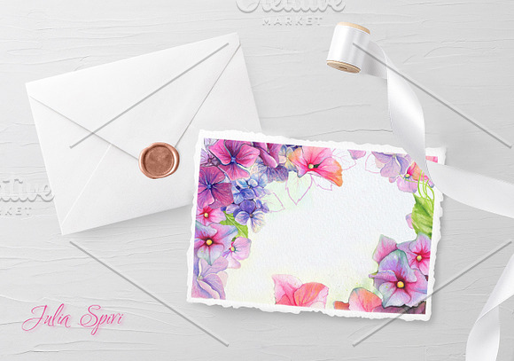 Hydrangea Flower Watercolor Clipart in Graphics - product preview 5