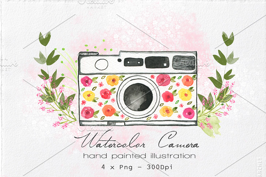 Watercolor Camera Illustration in Illustrations - product preview 8