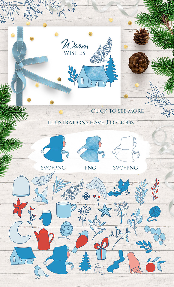 Gentle winter design set in Objects - product preview 4