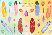 Watercolor Vector Feathers
