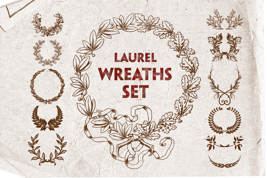 Set of Laurel Wreaths in Illustrations - product preview 8