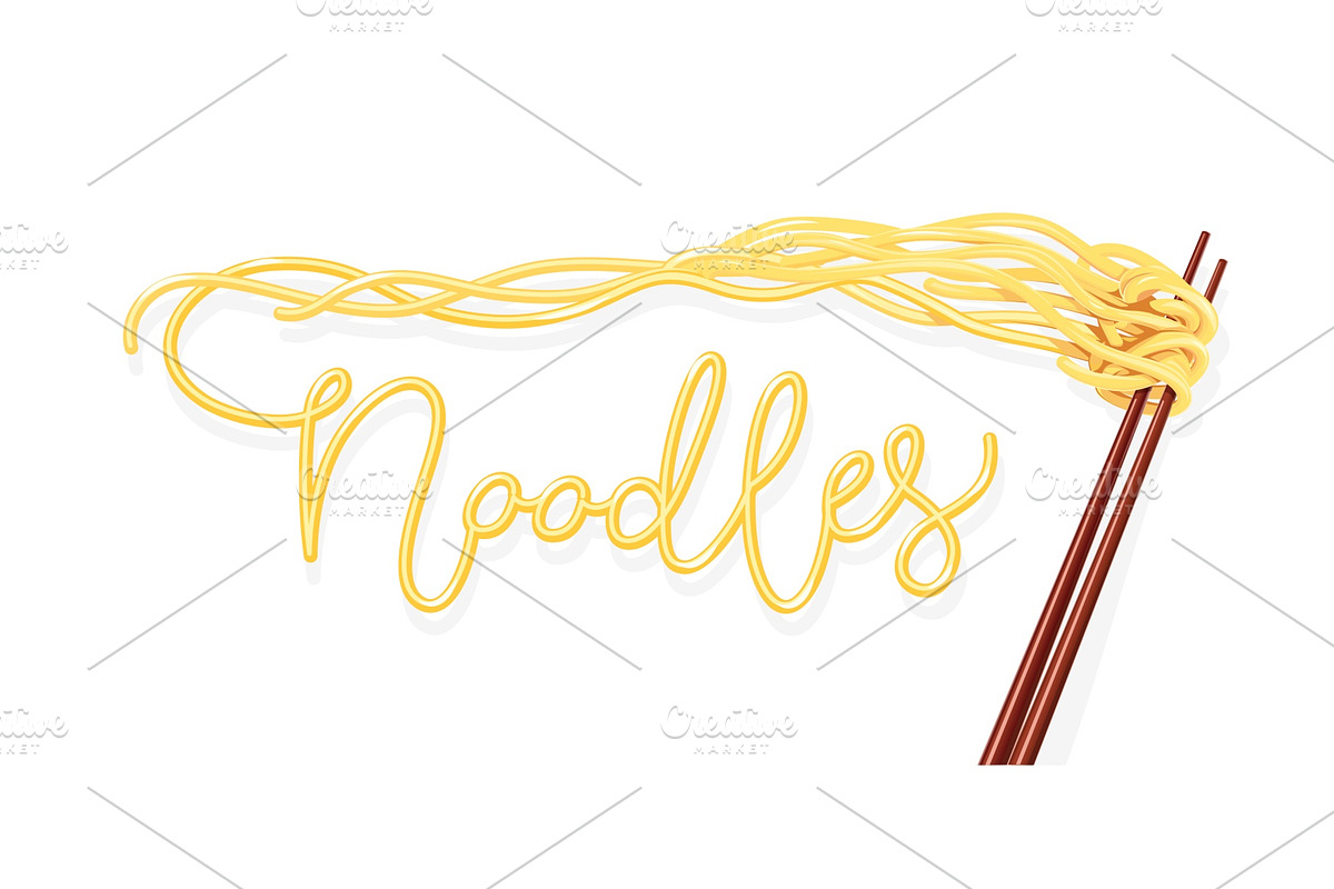 Chinese noodles at chopsticks. in Illustrations - product preview 8