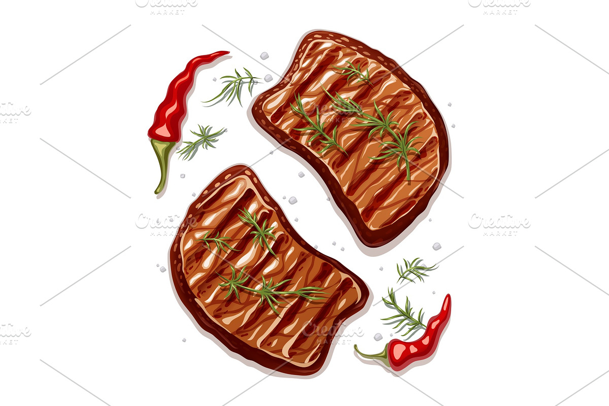 Two piece of meat steak. in Illustrations - product preview 8