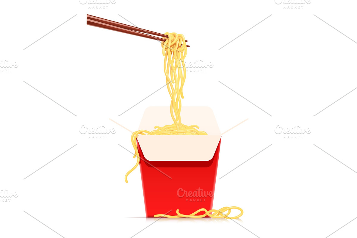 Chinese noodles at chopsticks. in Illustrations - product preview 8