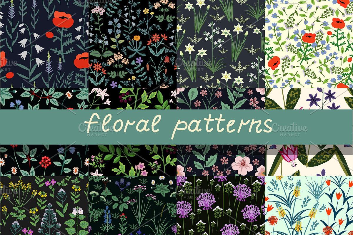 Wild flowers bundle in Patterns - product preview 8