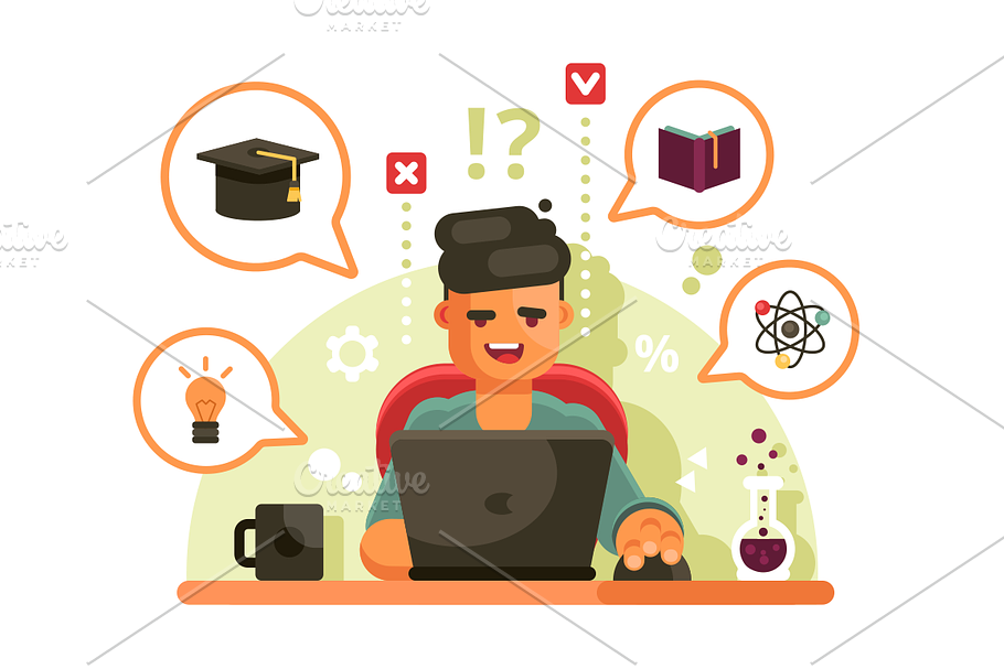 Man studying with laptop in Illustrations - product preview 8