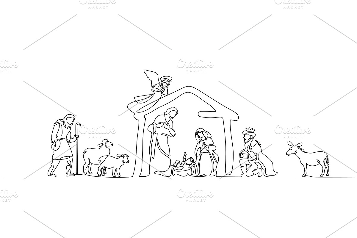 Bible scene of holy family. Vector in Illustrations - product preview 8