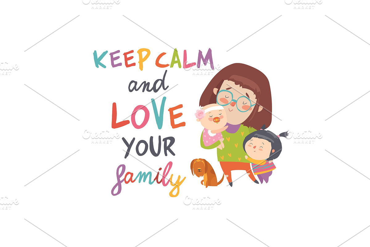 Cartoon young mother with her cute in Illustrations - product preview 8
