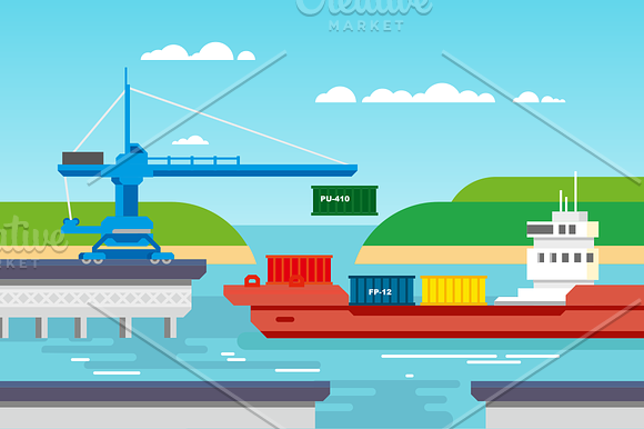 Cargo Freight Shipping by Water. in Illustrations - product preview 1