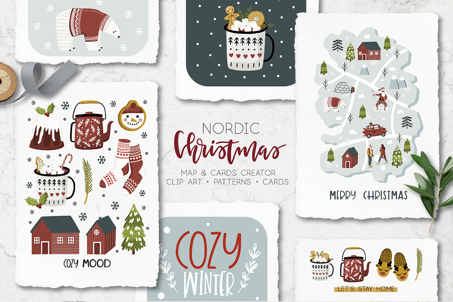 Nordic Christmas Map creator in Illustrations - product preview 8