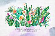 Watercolor cactus collection V.2