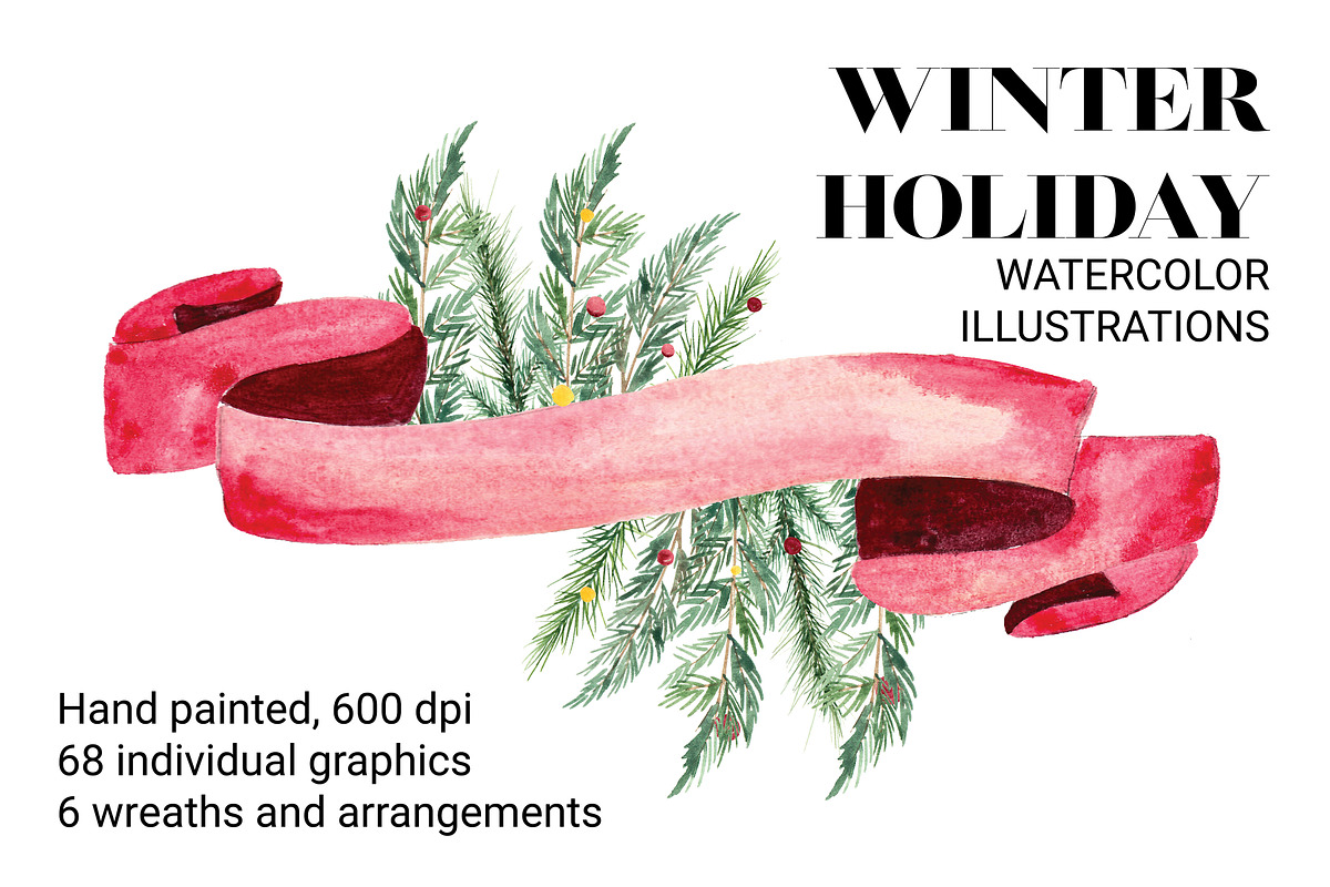 Holiday Watercolor Illustrations in Illustrations - product preview 8