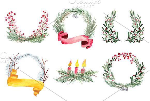 Holiday Watercolor Illustrations in Illustrations - product preview 1