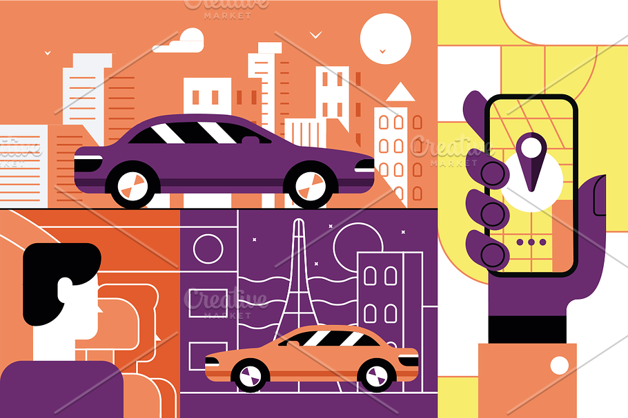 Taxi service mobile application  in Illustrations - product preview 8