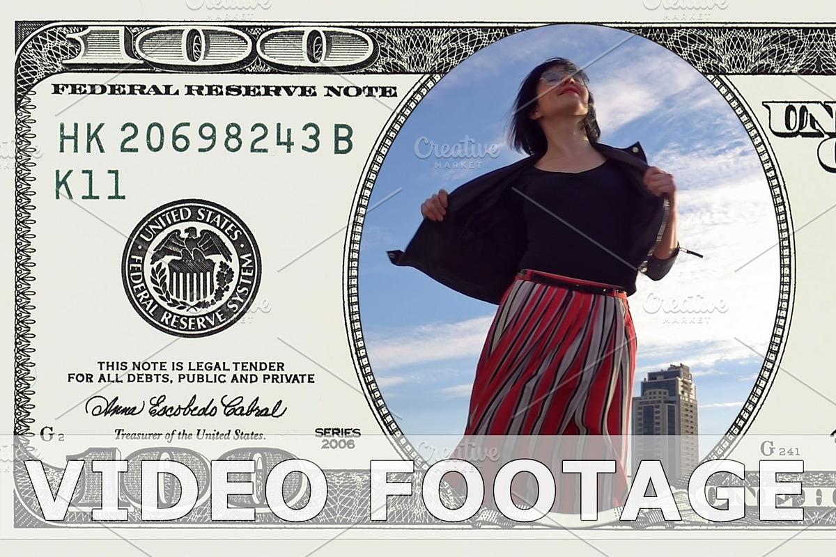 Woman is dancing in 100 dollar bill in Graphics - product preview 8