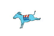American Donkey Kicking Color Drawin