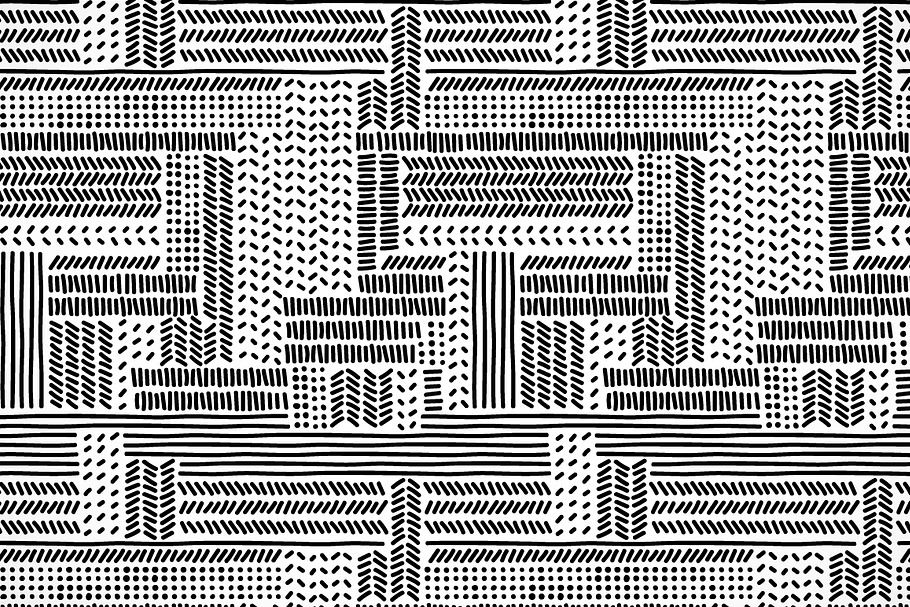 Black white doodle stripe pattern in Patterns - product preview 8
