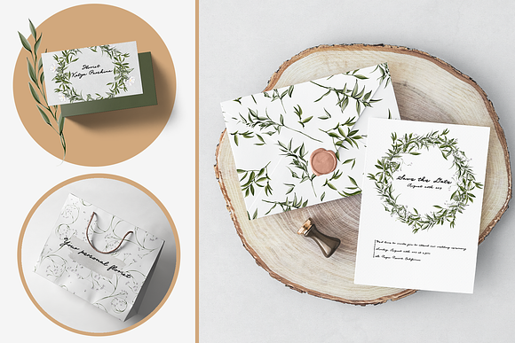 Peony & Green Leaf collection  in Illustrations - product preview 2