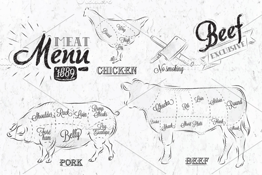 Meat Menu in Illustrations - product preview 8