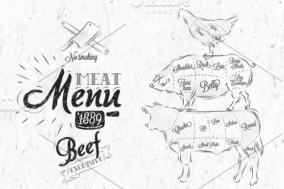 Meat Menu in Illustrations - product preview 2