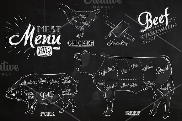 Meat Menu in Illustrations - product preview 3
