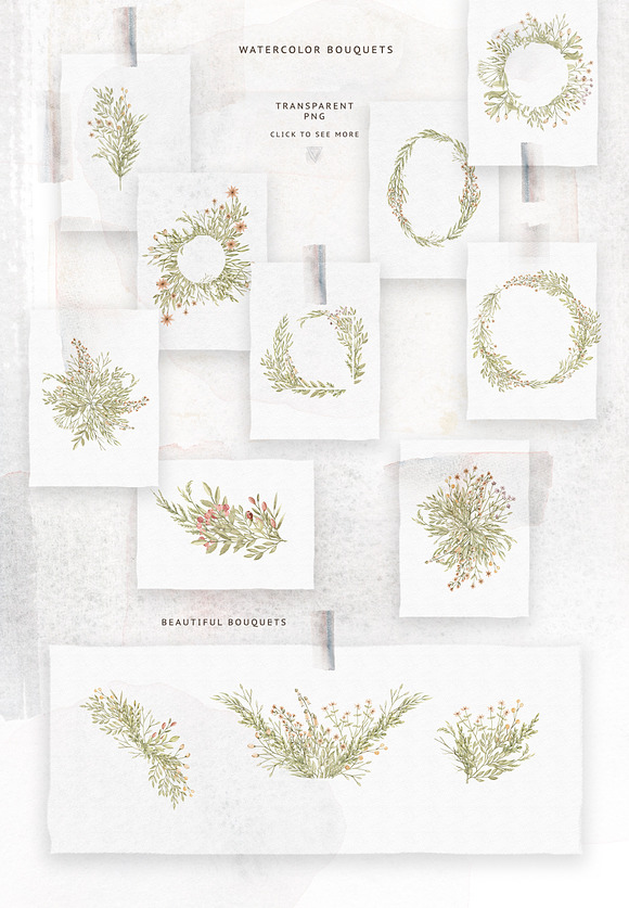 Watercolor Forest Plants in Illustrations - product preview 3