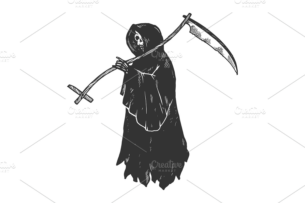 Grim reaper engraving vector in Illustrations - product preview 8