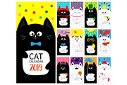 Cat monthly vertical calendar 2019